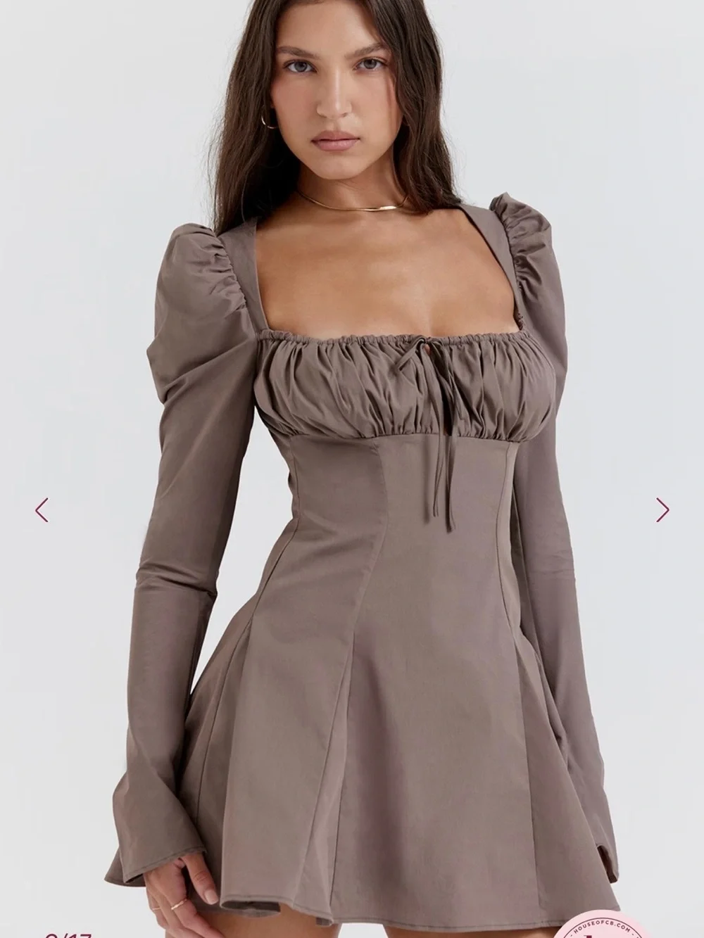 🇺🇸FIRM PRICE🇺🇸 House of CB CARLINA Mocha Long Sleeve Mini Dress - Picture 10 of 16